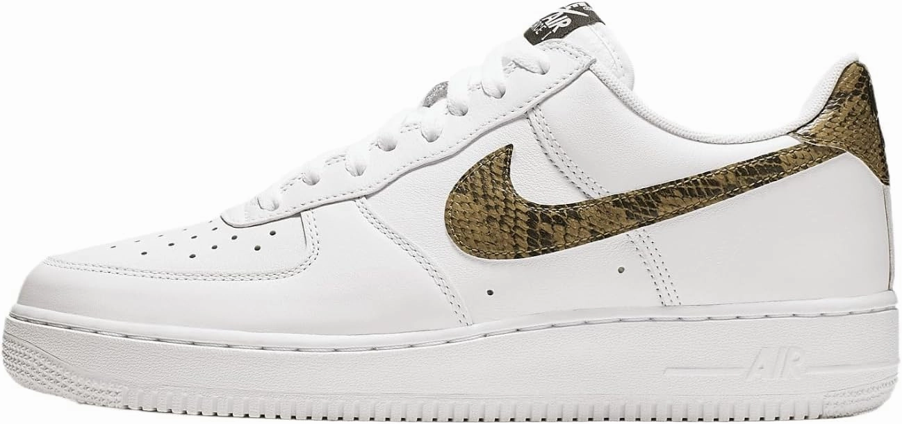 Nike Air Force 1 Low Retro Premium Men's Shoes (AO1635-100, White/Dark Hazel/Black/Elemental Gold) Size 12.5