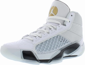 NIKE Air Jordan XXXVIII FIBA Basketball Shoes (FN7481-100, White/Pure Platinum/Metallic Gold) Size 11