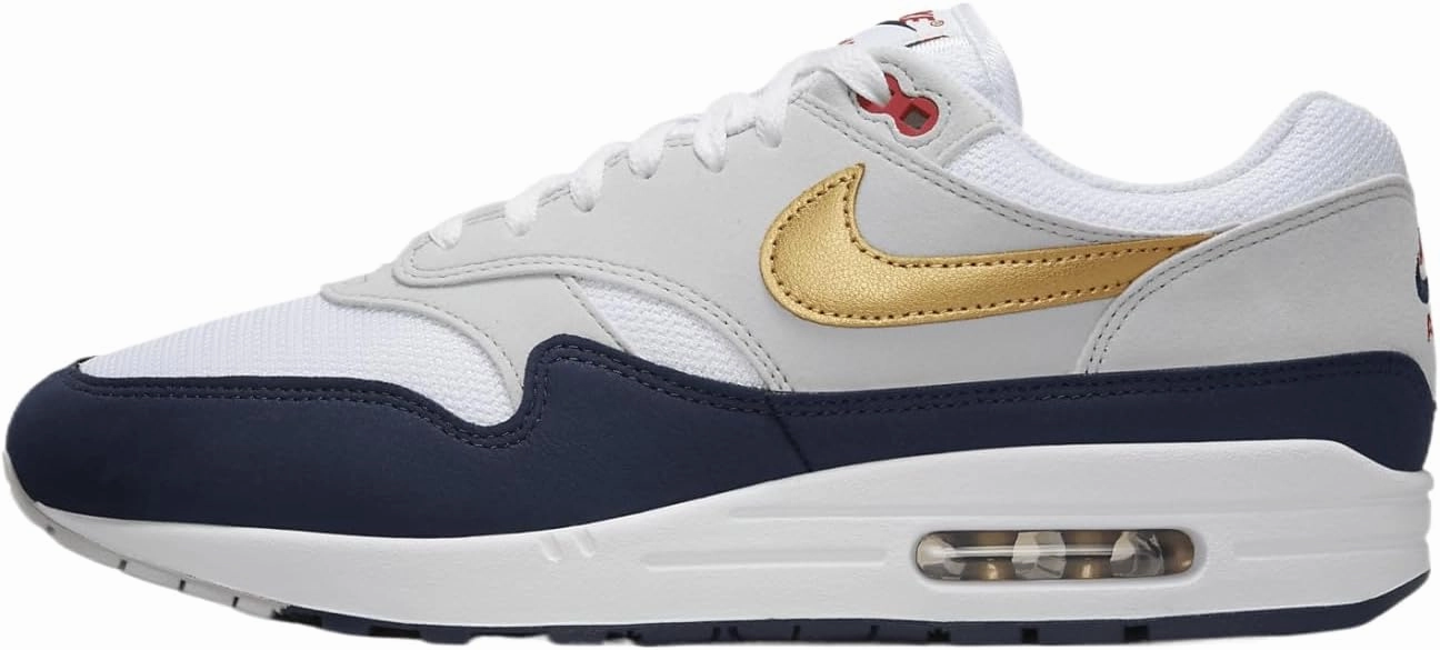 Nike Air Max 1 Mens Shoes Size- 7.5 Obsidian/Metallic Gold-White