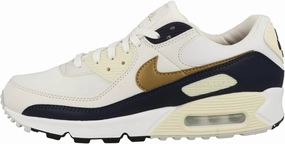 Nike Air Max 90 Next Nature Women's Shoes (HF3444-100, White/Obsidian/Coconut Milk/Metallic Gold) Size 9