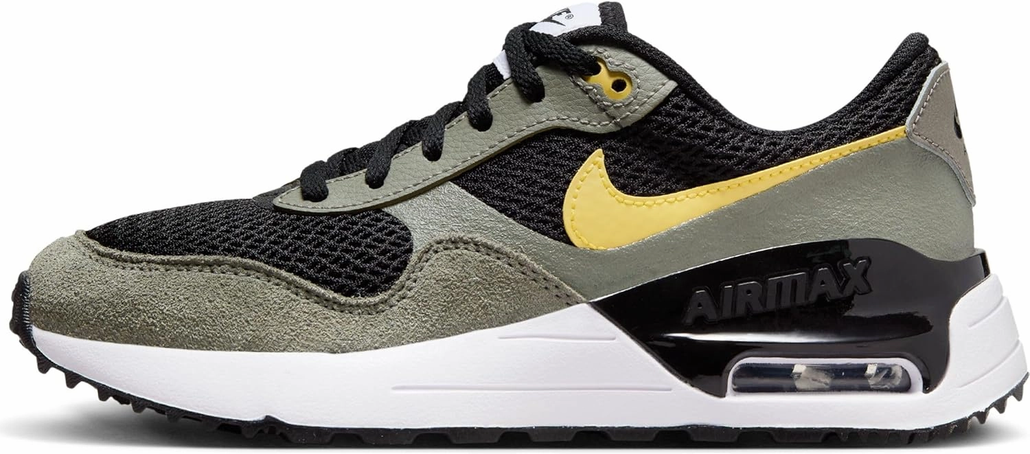 Nike Air Max SYSTM Big Kids' Shoes (DQ0284-007, Black/Dark Stucco/Black/Saturn Gold) Size 4
