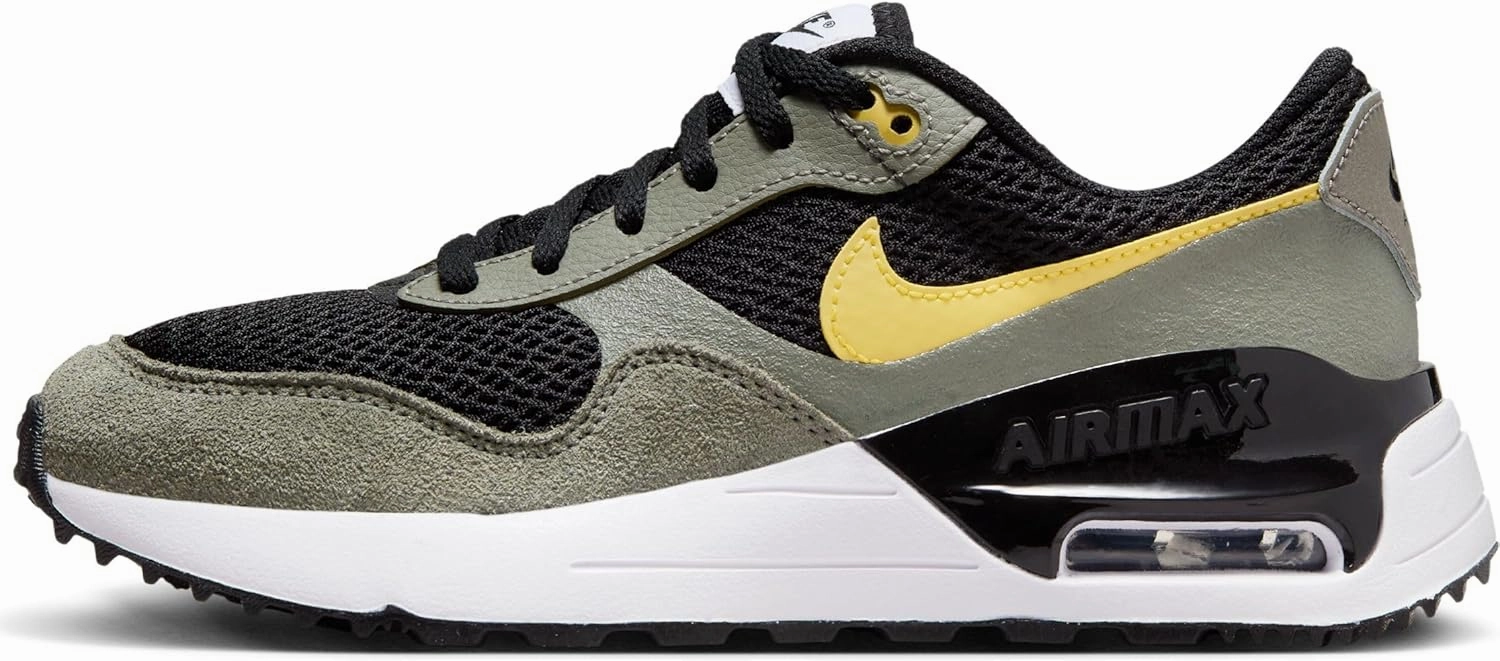 Nike Air Max SYSTM Big Kids' Shoes (DQ0284-007, Black/Dark Stucco/Black/Saturn Gold) Size 4