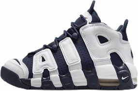 Nike Air More Uptempo Big Kids' Shoes (FV5371-100, White/Metallic Gold/University Red) Size 4