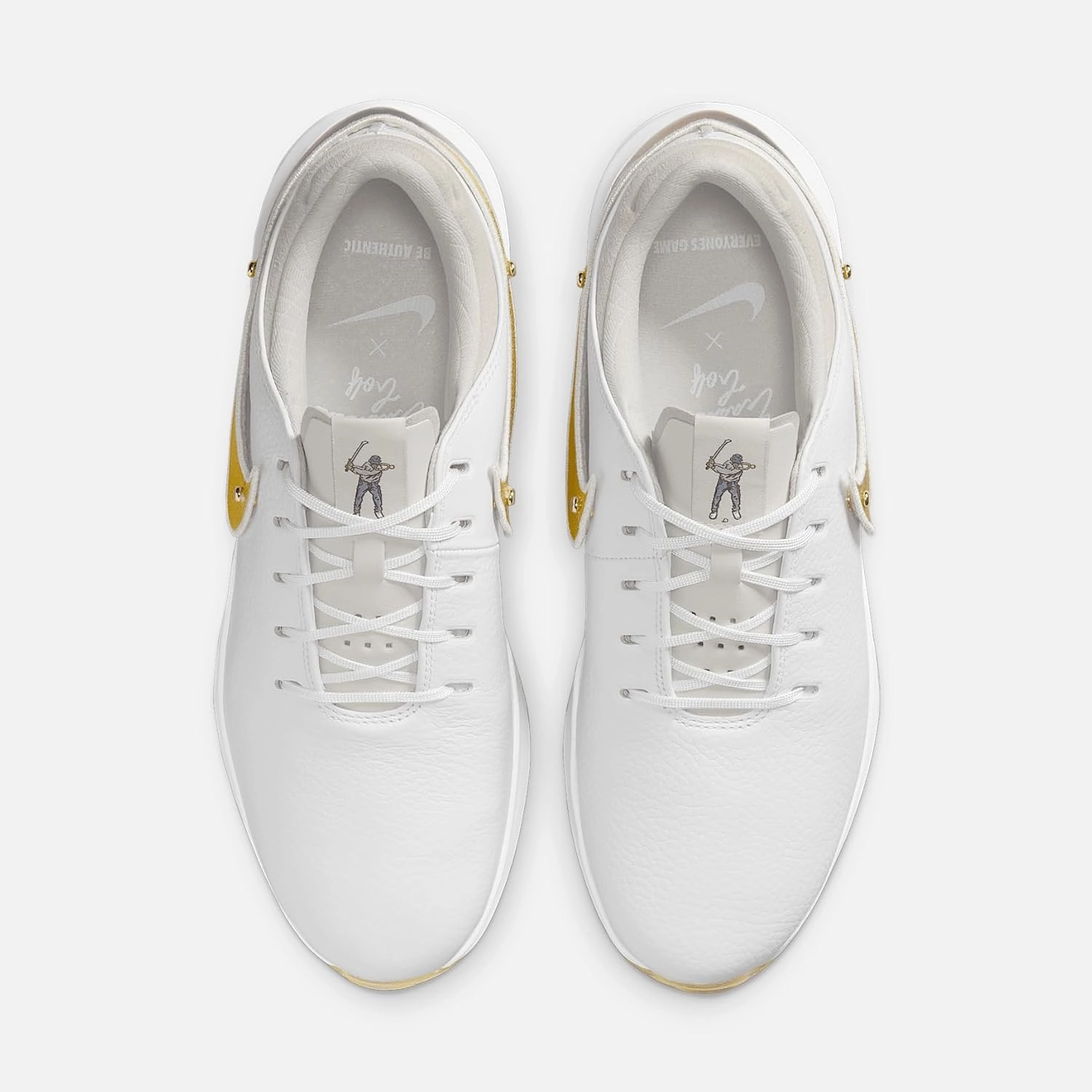 Nike Air Zoom Victory Tour 3 NRG Golf Shoes (FJ2241-101, White/Pale Grey/Light Bone/Metallic Gold)
