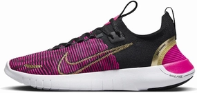 Nike Free RN NN Women's Road Running Shoes (DX6482-004, Black/Fireberry/Fierce Pink/Metallic Gold) Size 7.5