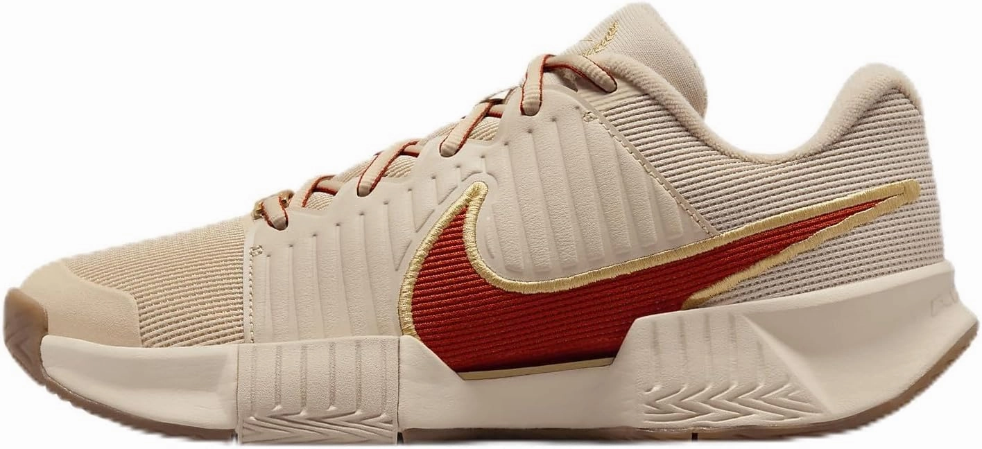 Nike GP Challenge Pro Premium Women's Hard Court Tennis Shoes (FQ6992-103, Sanddrift/Metallic Gold/Gum Medium Brown/) Size 8.5