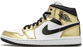 Nike Jordan 1 Mid Metallic Gold White Men's