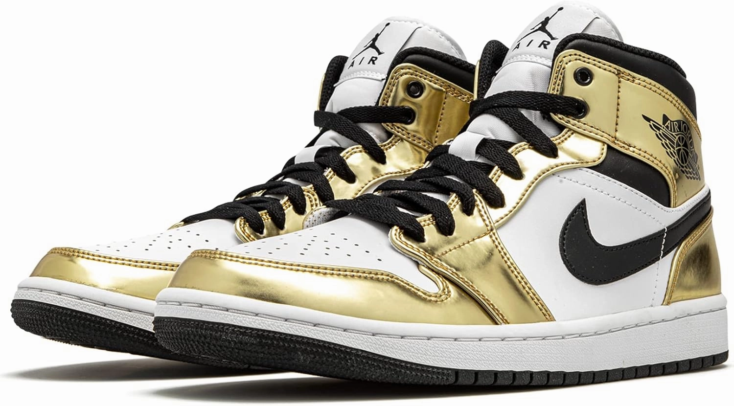 Nike Jordan 1 Mid Metallic Gold White Men's