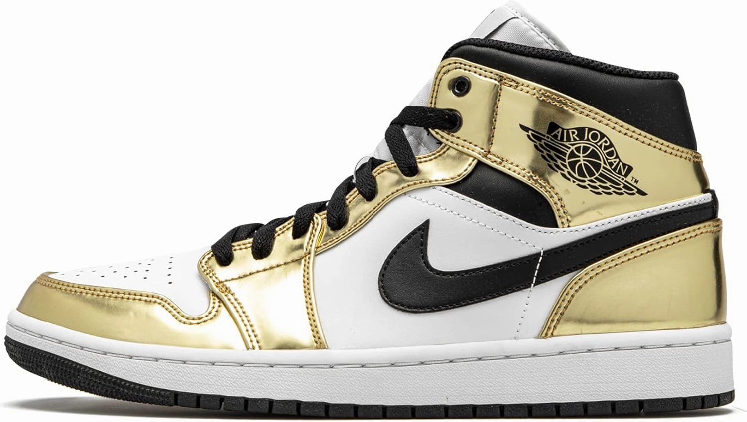 Nike Jordan 1 Mid Metallic Gold White Men's