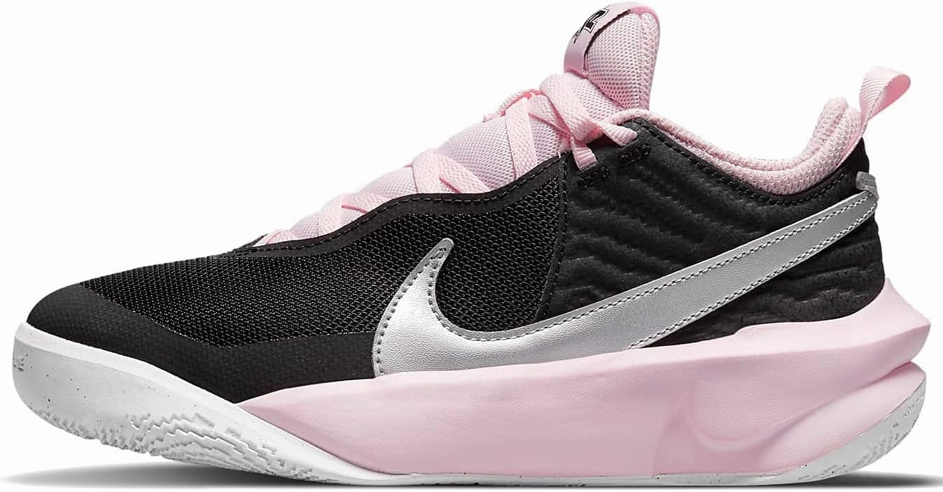 Nike Kid's Team Hustle D10 GS Basketball Shoe, Black/Metallic/Pink Foam, 6.5 Big Kid