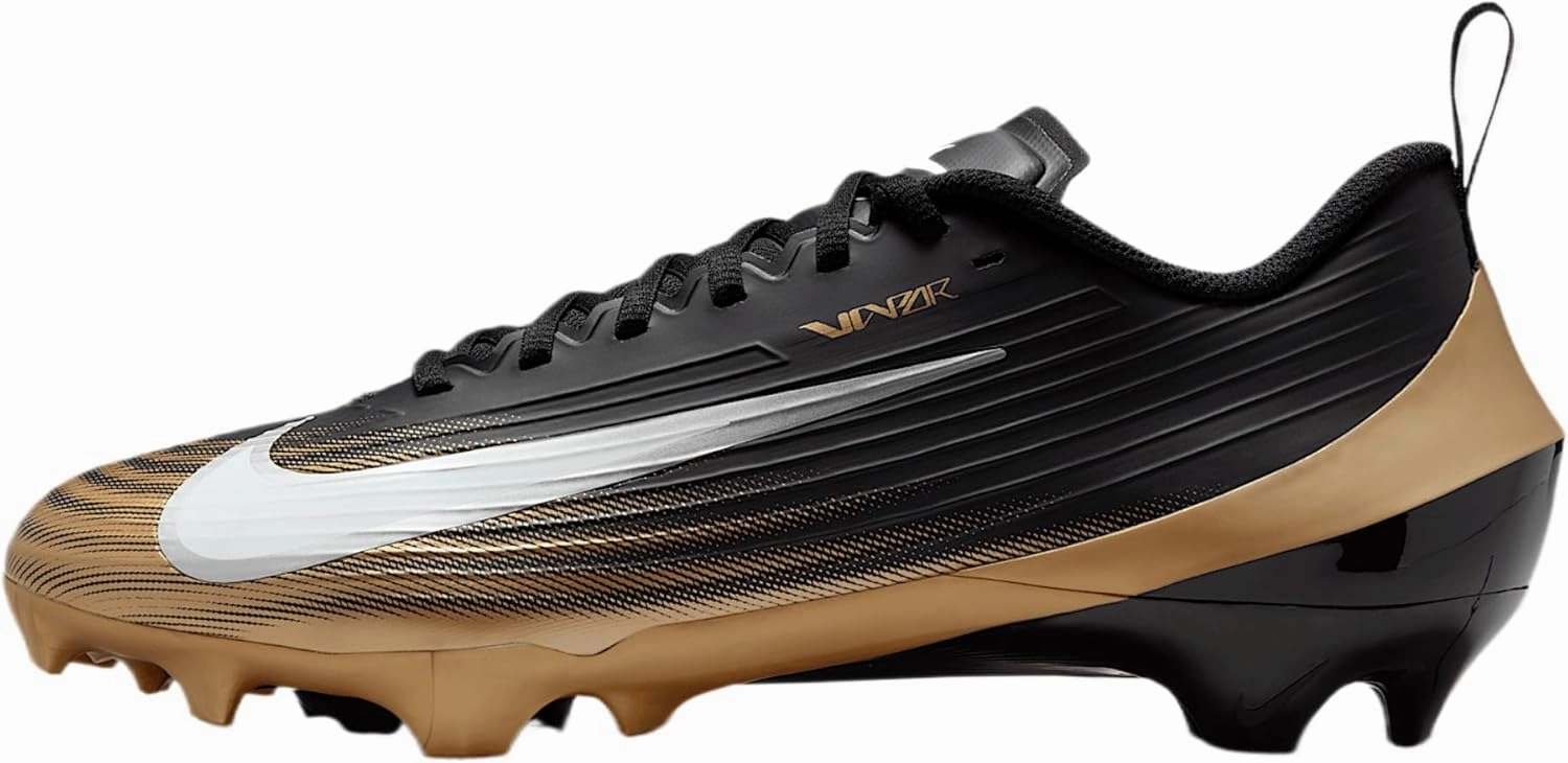 Nike Vapor Speed 3 Football Cleats (FB3303-003, Black/Metallic Gold/White) Size 6.5