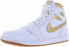 Nike Womens Air Jordan 1 Retro Hi OG Trainers FD2596 Sneakers Shoes (UK 5 US 7.5 EU 38.5, White Metallic Gold 107)