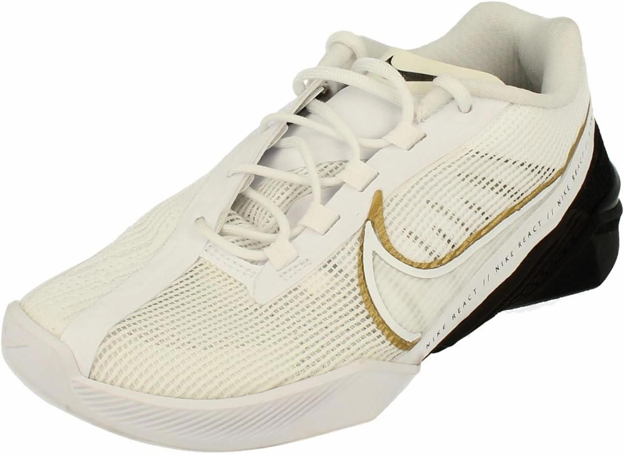 Nike Womens React Metcon Turbo Trainers CT1249 Sneakers Shoes (UK 2.5 US 5 EU 35.5, White Metallic Gold Black 170)