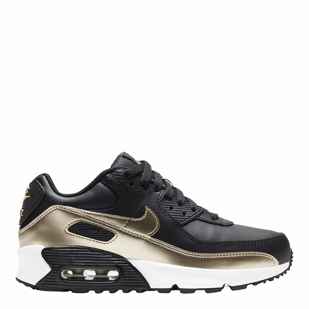 Nike Youth Air Max 90 LTR GS CD6864 008 Black/Metallic Gold - Size 5Y