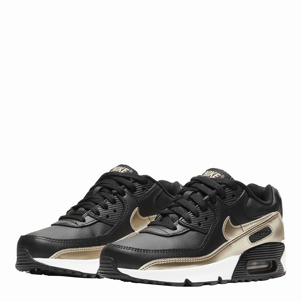 Nike Youth Air Max 90 LTR GS CD6864 008 Black/Metallic Gold - Size 5Y