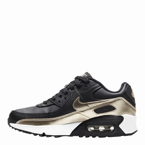 Nike Youth Air Max 90 LTR GS CD6864 008 Black/Metallic Gold - Size 5Y