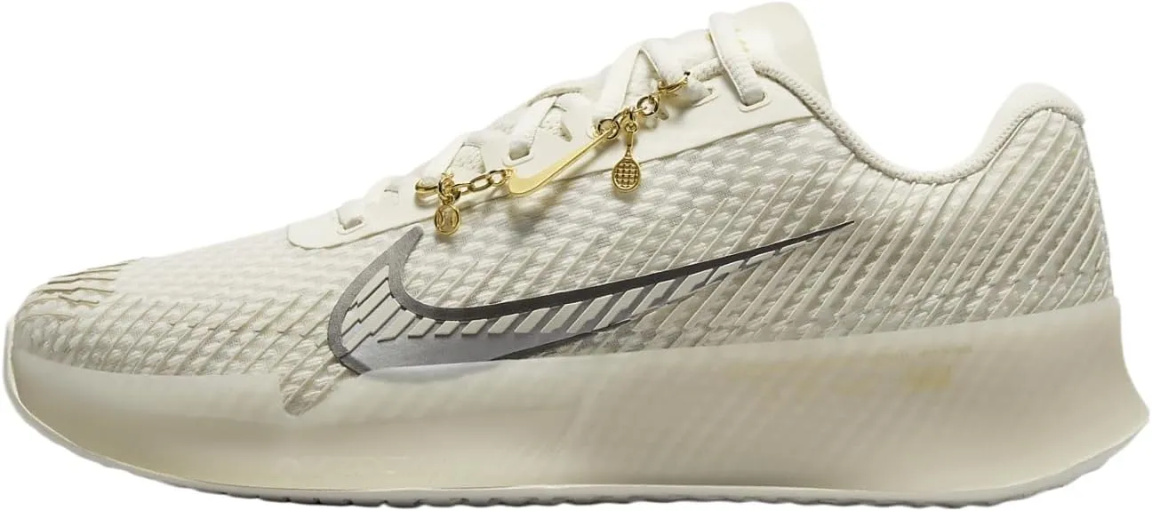 NikeCourt Vapor 11 Premium Women's Hard Court Tennis Shoes (FZ1420-100, Pale Ivory/Light Orewood Brown/Metallic Gold/Metallic Silver) Size 10.5