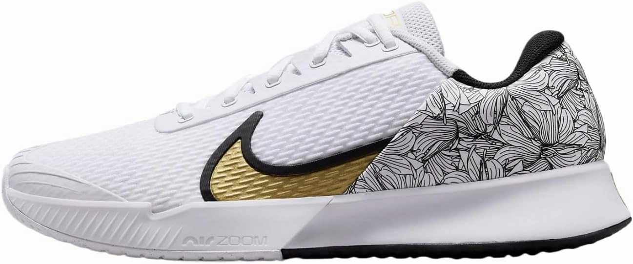 NikeCourt Vapor Pro 2 Men's Hard Court Tennis Shoes (FZ8227-100, White/Black/Metallic Gold) Size 7.5