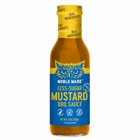 Noble Made Less-Sguar Mustard BBQ Marinade and Dipping Sauce, 13 fl oz Bottle, Mustard BBQ Sauce, Whole30 Approved, Paleo-Certified, Keto, and Gluten-Free, Gold BBQ Sauce with 0g of Fat