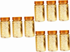 NOLITOY 3sets Metallic Foil Paper for Nails Gold Flakes Nail Art Sticker Mini Bottle Foil Sheets Easy Apply for Home Phone Case Party Makeup (Gold Flakes for Nails) 3pcs*3