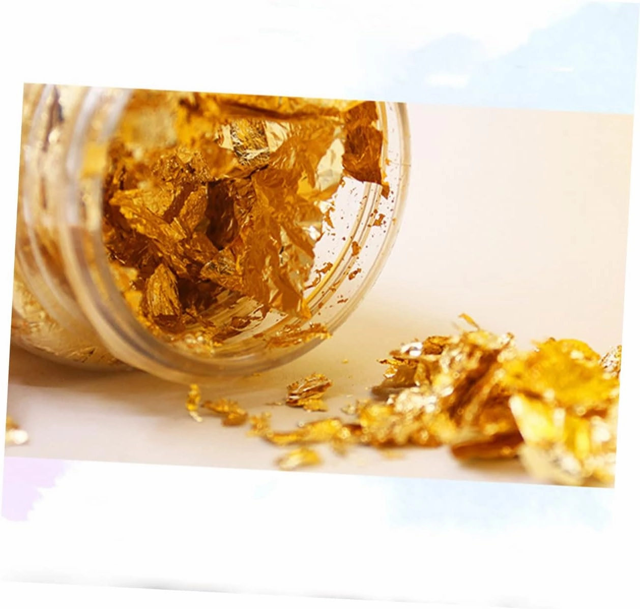 NOLITOY 3sets Metallic Foil Paper for Nails Gold Flakes Nail Art Sticker Mini Bottle Foil Sheets Easy Apply for Home Phone Case Party Makeup (Gold Flakes for Nails) 3pcs*3