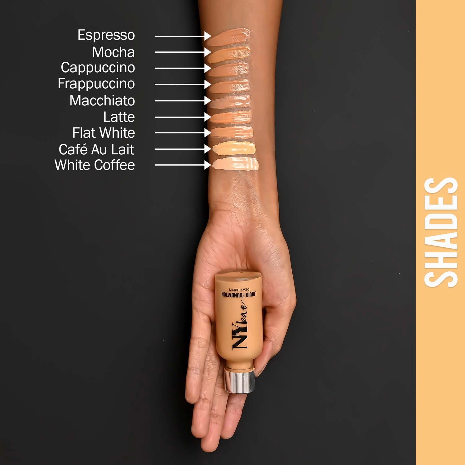 NY Bae Dewy Drops Liquid Foundation | Natural | Full Coverage | Smooth & Light | Easily Blendable | Dusky Skin Tone | Cool Undertone - Espresso 7 (30 ml) 