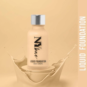 NY Bae Dewy Drops Liquid Foundation | Natural | Full Coverage | Smooth & Light | Easily Blendable | Very Fair Skin Tone | Cool Undertone - White Coffee 8 (30 ml) 