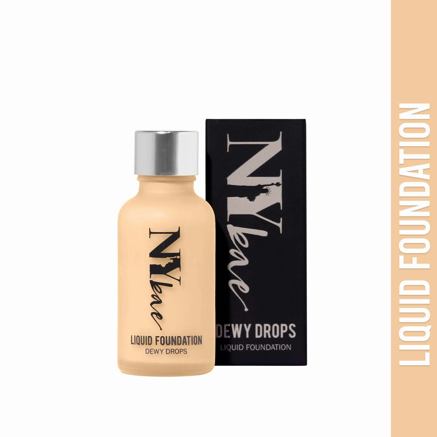 NY Bae Dewy Drops Liquid Foundation | Natural | Full Coverage | Smooth & Light | Easily Blendable | Very Fair Skin Tone | Cool Undertone - White Coffee 8 (30 ml) 