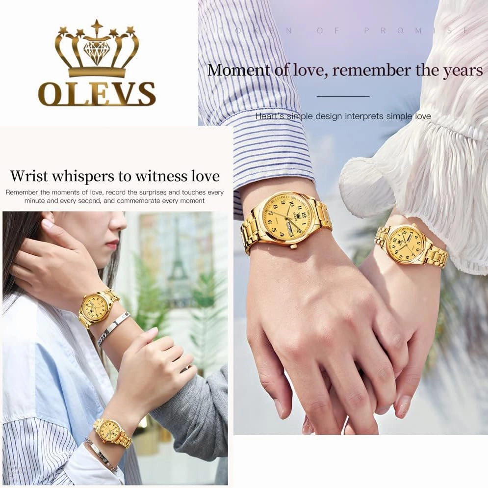 OLEVS Watch for Men Stainless Steel Business Dress Analog Quartz Men Watch Large Face Day Waterproof Luminous Classic Wrist Watch