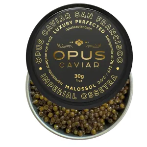 Opus Imperial Osetra Black Caviar - Great with Blinis for Caviar Food as Fresh Cavier Fish Roe, Osetra Non-Pasteurized Sturgeon Cabiar, Affordable Gourmet Cavier, Ossetra Sturgeon Roe 1oz / 30g