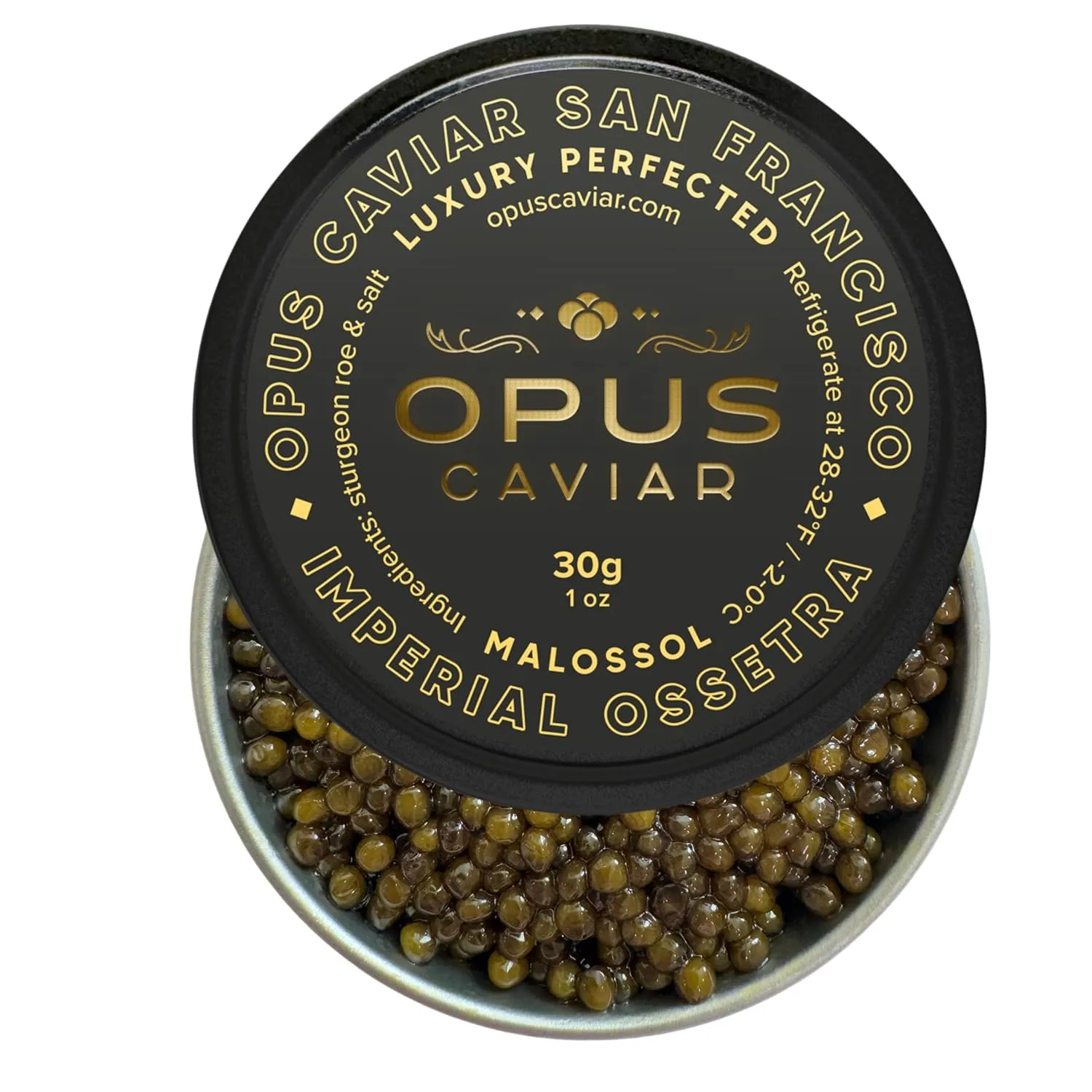 Opus Imperial Osetra Black Caviar - Great with Blinis for Caviar Food as Fresh Cavier Fish Roe, Osetra Non-Pasteurized Sturgeon Cabiar, Affordable Gourmet Cavier, Ossetra Sturgeon Roe 1oz / 30g