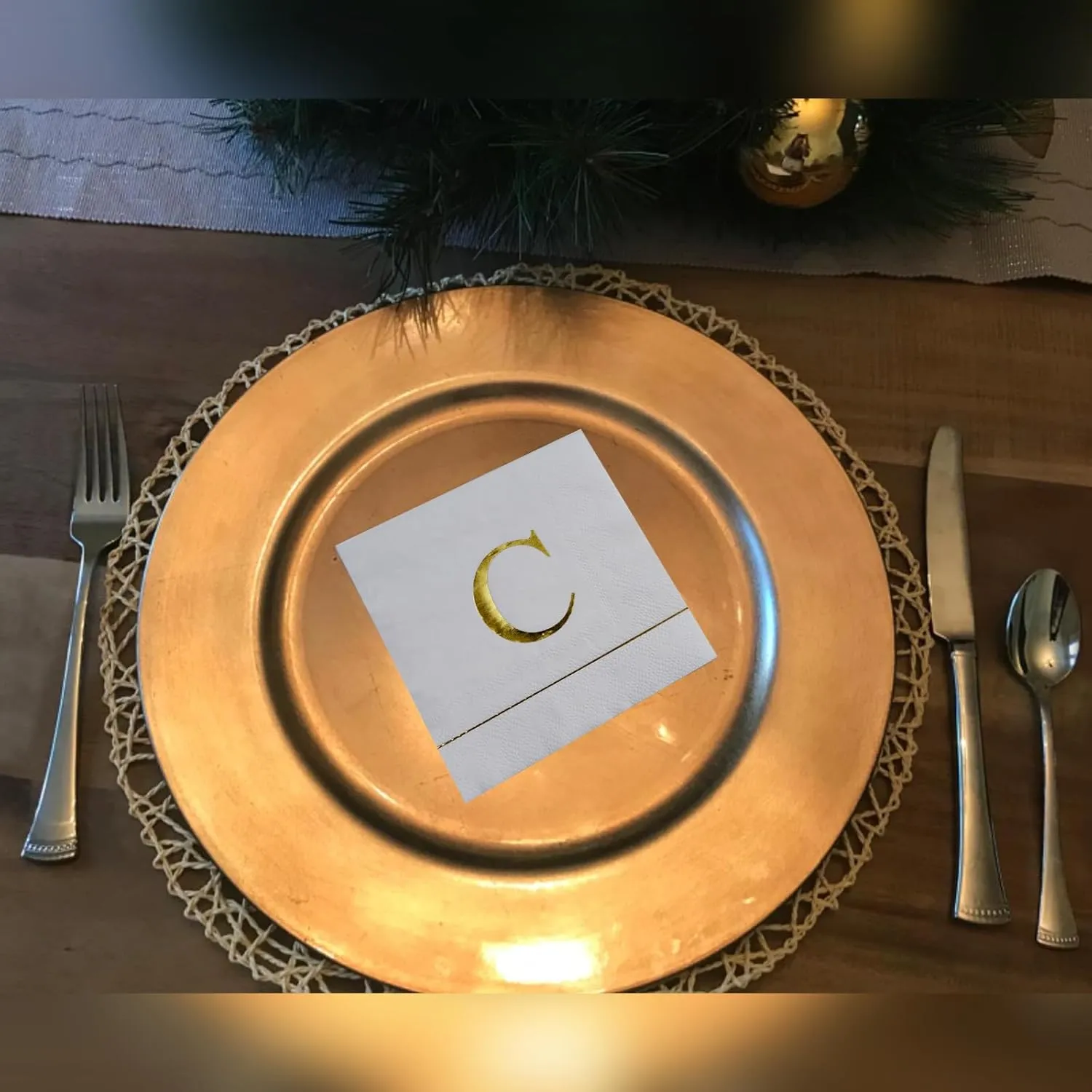 Ottin Monogrammed Letter C 120 Packs Initial Paper Cocktial Napkins 5'' Elegant Metallic Golden Foil Disposable Napkins for Brithday Wedding Party Engagement Baby Shower Bridal Shower
