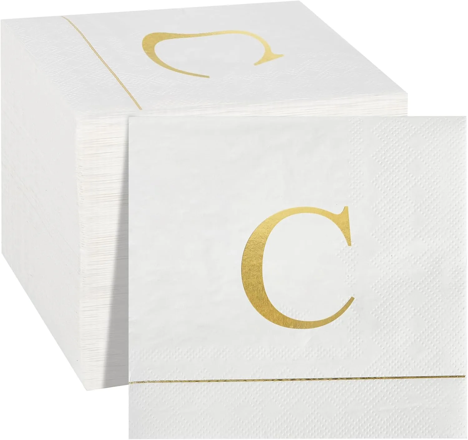 Ottin Monogrammed Letter C 120 Packs Initial Paper Cocktial Napkins 5'' Elegant Metallic Golden Foil Disposable Napkins for Brithday Wedding Party Engagement Baby Shower Bridal Shower