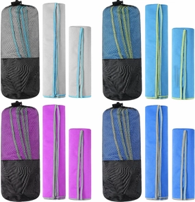 Oudain 4 Sets Quick Dry Towels 8 Pcs Drying 2 Sizes Microfiber Travel Towel for Camping Beach Hiking Yoga Swim Camping Gym and Travel with Mesh Bag