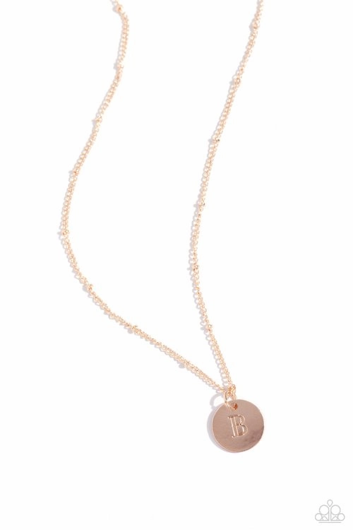 Paparazzi Necklace ~ Initial Elegance - Rose Gold - B