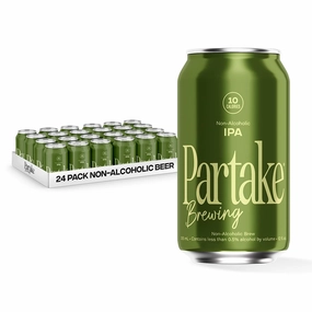 Partake Brewing Craft Non Alcoholic Beer, IPA 24 Pack x 12 Fl Oz Cans - Low-Calorie, Low-Carb, No Sugar, All-Natural Ingredients - Award-Winning Taste, Non Alcoholic Beer Without the Empty Calories