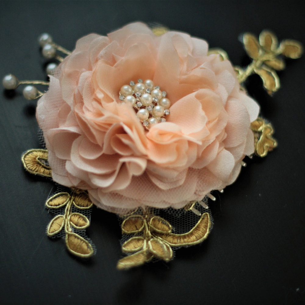 Peach Flower Girl Basket and Ring Bearer Pillow Set