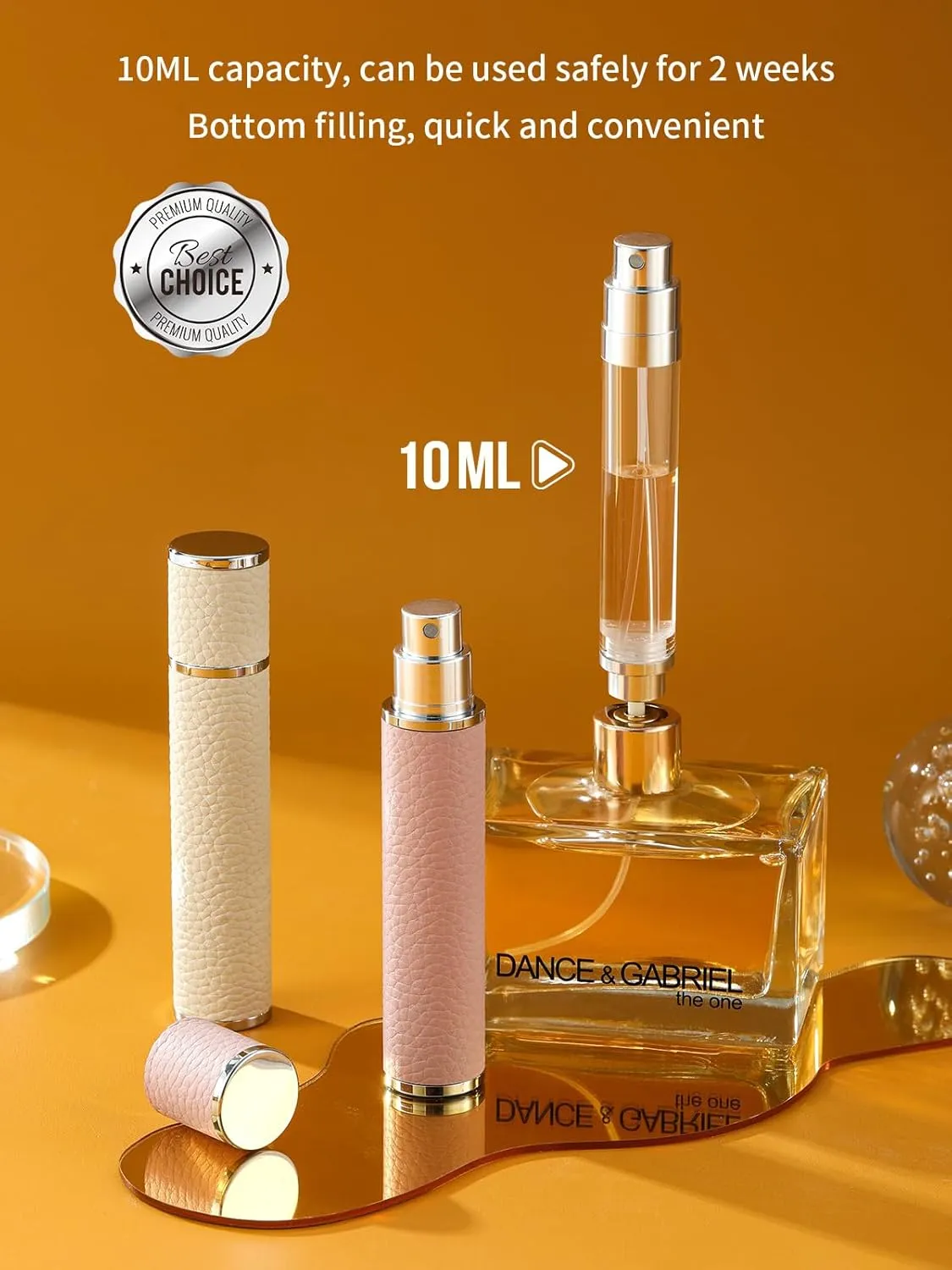 Perfume Travel Refillable Bottle, 10ML Genuine Leather Atomizer Sprayer for Perfume - Portable Mini Cologne Sprayer for Women Men - Travel Essential Fragrance Spray Bottle (Pink)