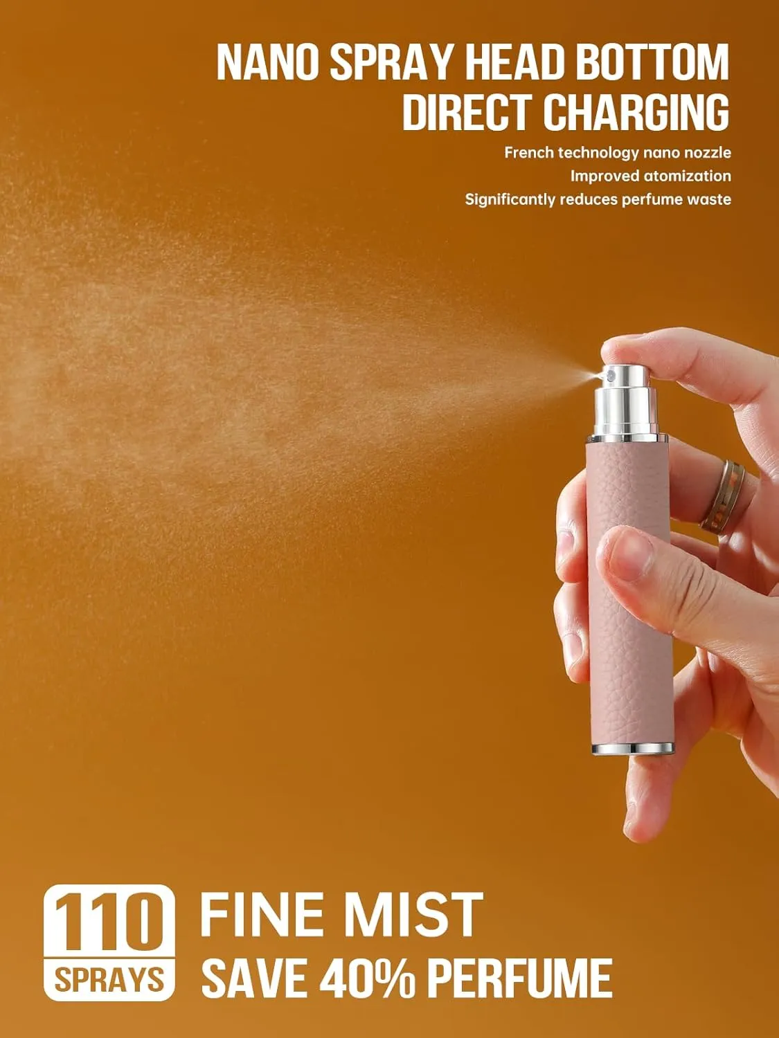 Perfume Travel Refillable Bottle, 10ML Genuine Leather Atomizer Sprayer for Perfume - Portable Mini Cologne Sprayer for Women Men - Travel Essential Fragrance Spray Bottle (Pink)