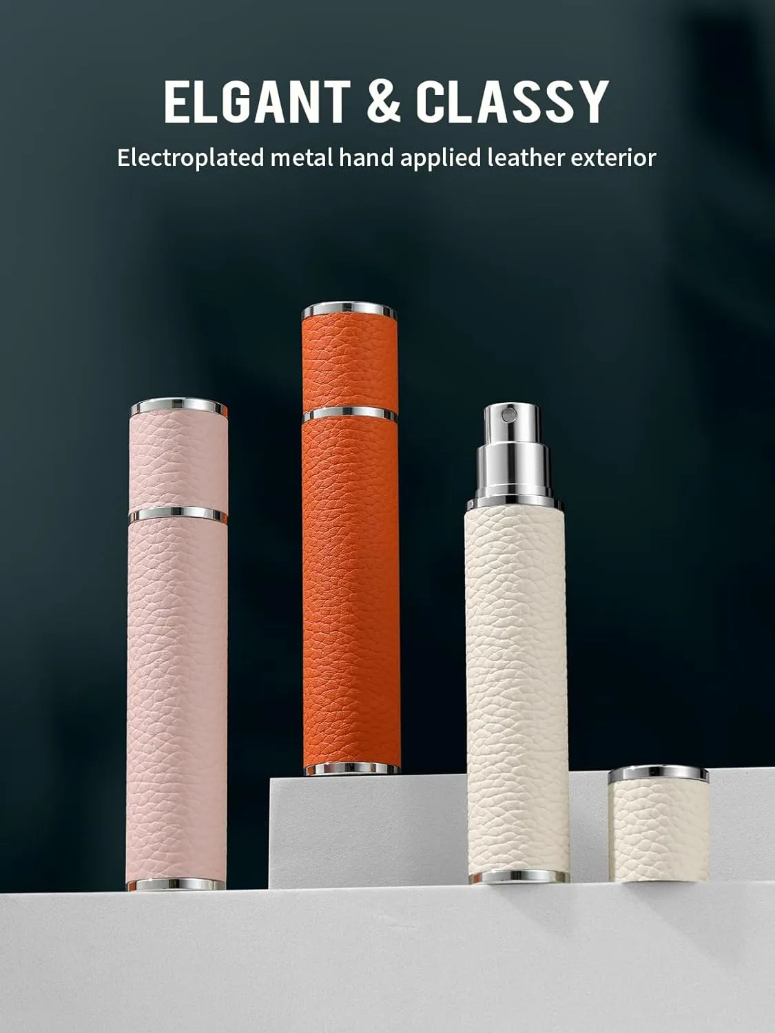 Perfume Travel Refillable Bottle, 10ML Genuine Leather Atomizer Sprayer for Perfume - Portable Mini Cologne Sprayer for Women Men - Travel Essential Fragrance Spray Bottle (Pink)