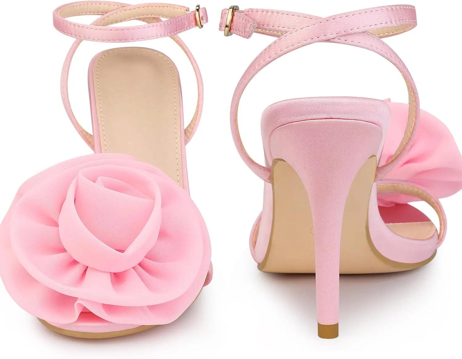 Perphy Flower Heels Satin Stiletto High Heel Sandals for Women