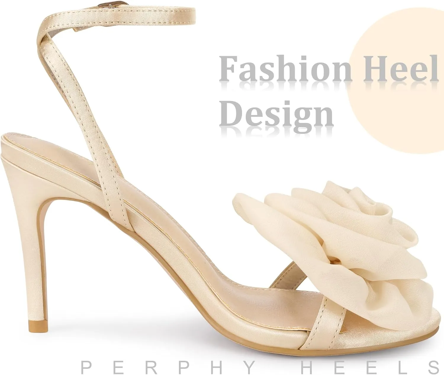 Perphy Flower Heels Satin Stiletto High Heel Sandals for Women