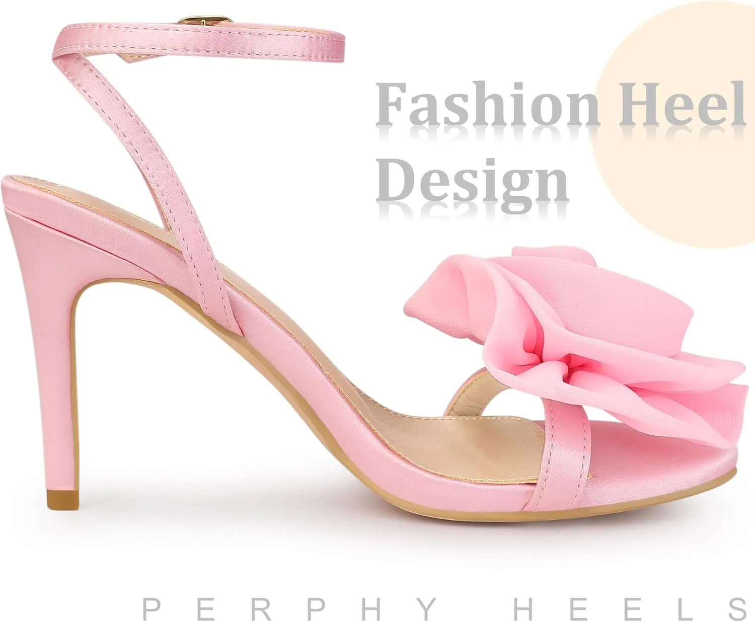 Perphy Flower Heels Satin Stiletto High Heel Sandals for Women