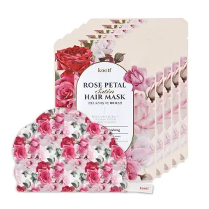 PETITFEE Rose Petal Satin Hair Mask - Intensive Nourishing & Repairing Cap Mask for Silky, Moisturizing Hair, Strengthens Scalp, Rose Essence Treatment (5ea)
