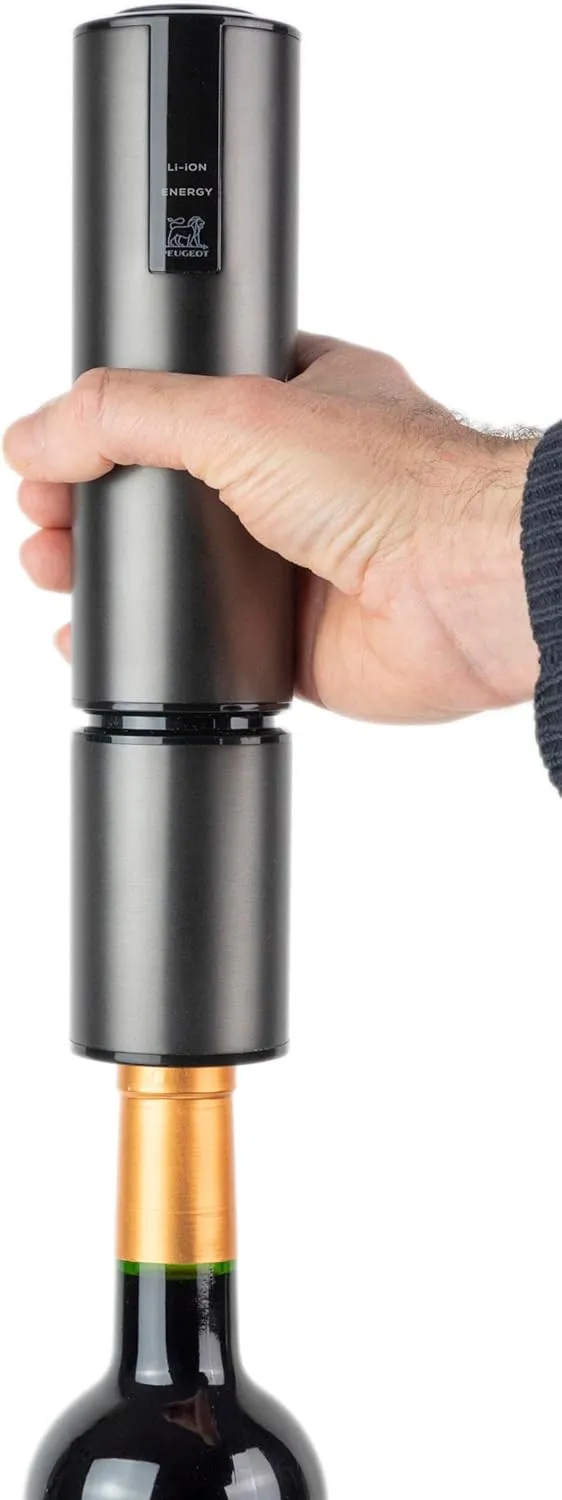 Peugeot Elis Touch Rechargeable Electric Corkscrew With Foil Cutter, Carbone
