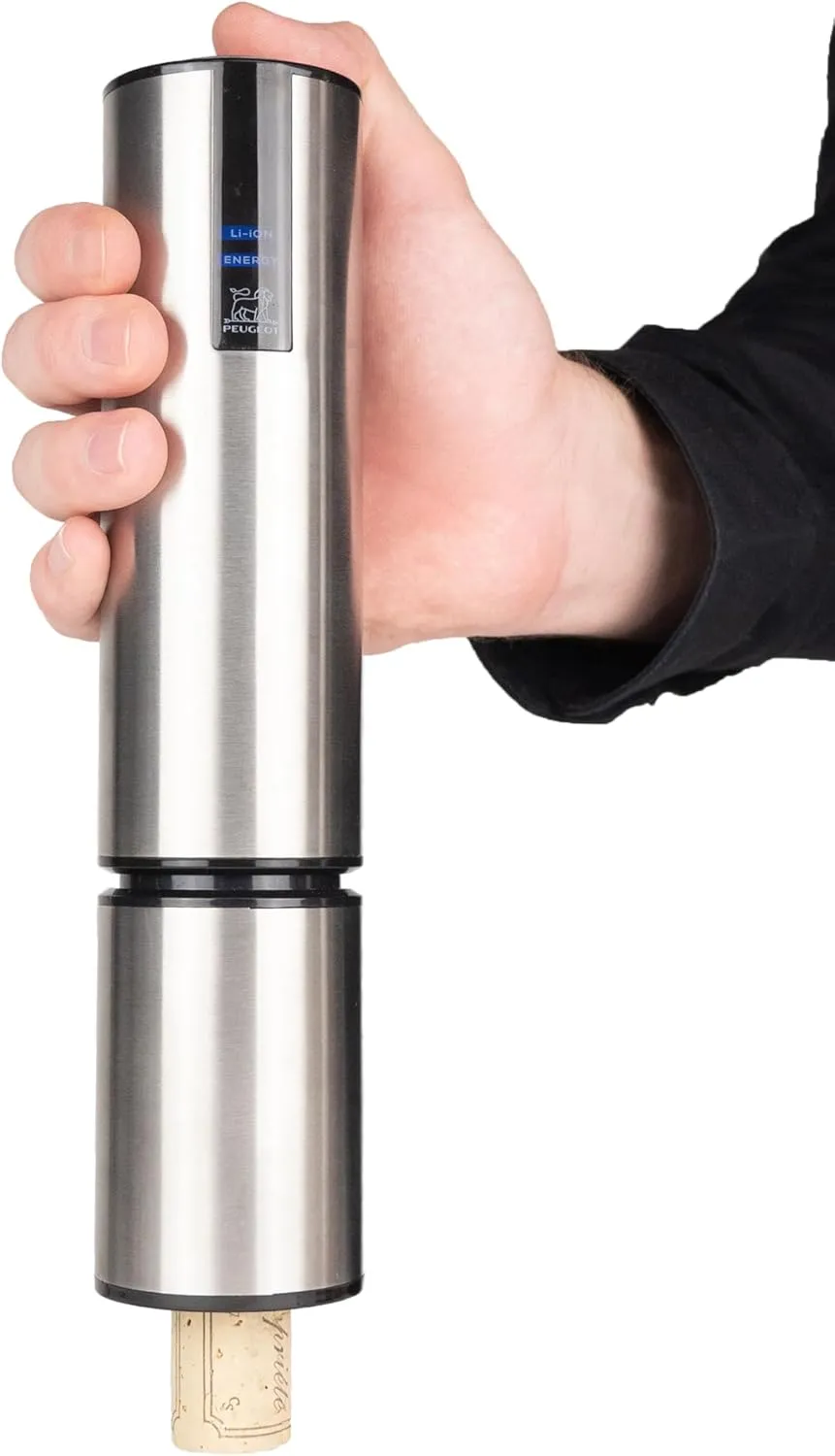 Peugeot Elis Touch Rechargeable Electric Corkscrew With Foil Cutter, Stainless Steel