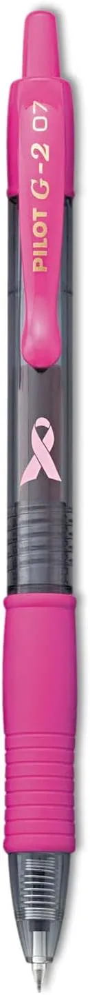 PILOT G2 Premium Pink Ribbon Retractable Gel Roller Ball Pen, Fine Point, Black Ink, 12-Pack (31332)