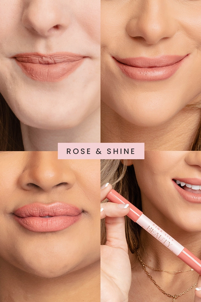 Pink Lily Beauty Double Bloom Dual Lipstick and Lip Liner - Rose and Shine FINAL SALE