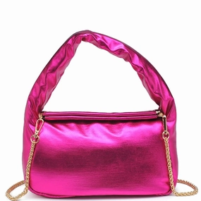 PINK METALLIC SMOOTH HANDLE BAG