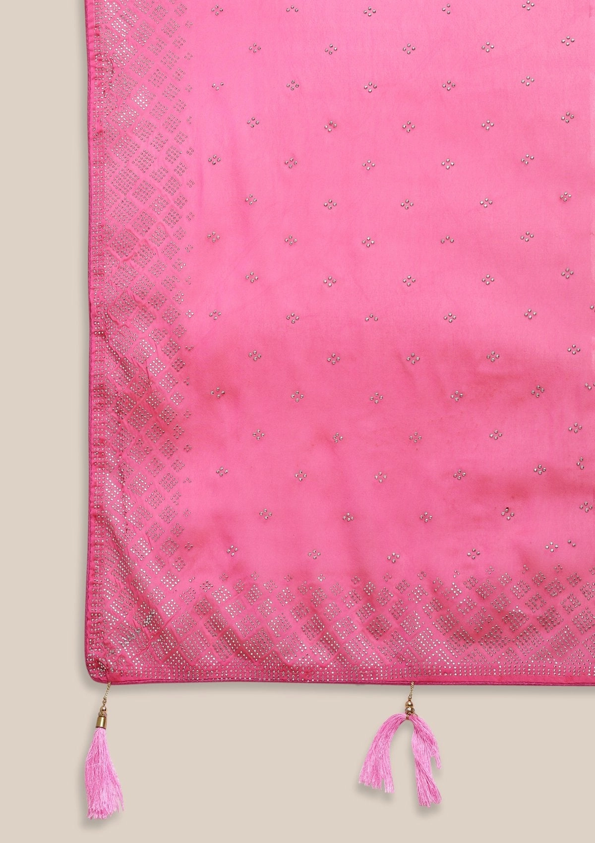 Pink Swarovski Satin Designer Saree